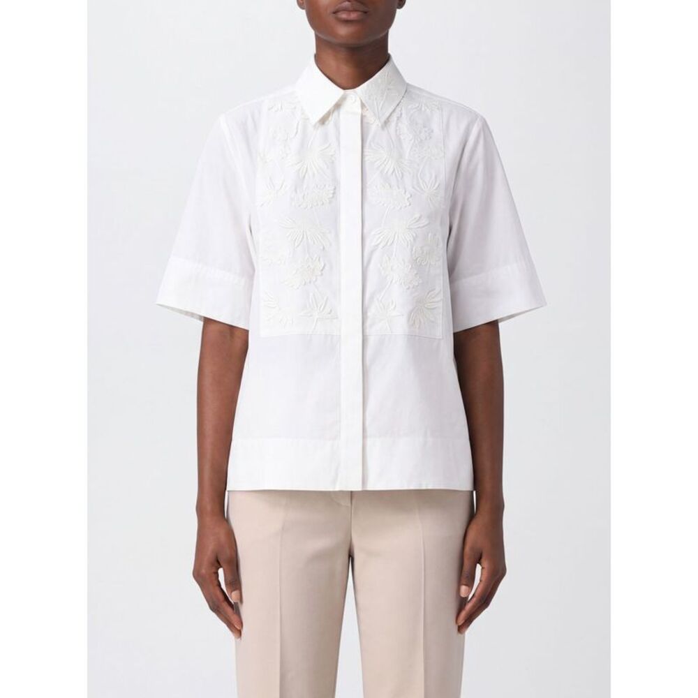Embroidered Short-Sleeved Cotton Shirt P.A.R.O.S.H. With Classic Collar